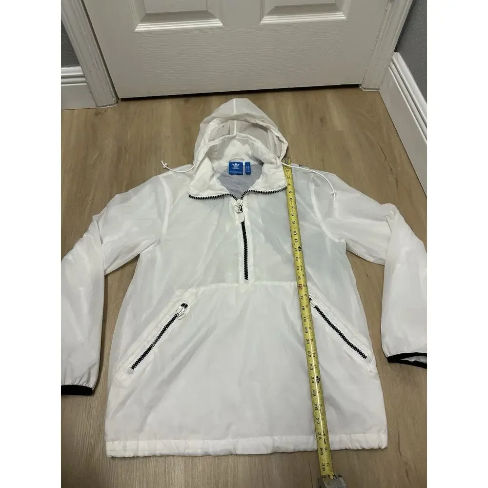 Adidas Windbreaker Jacket Men’s Size M Half Zip Pullover White Adidas Equipment